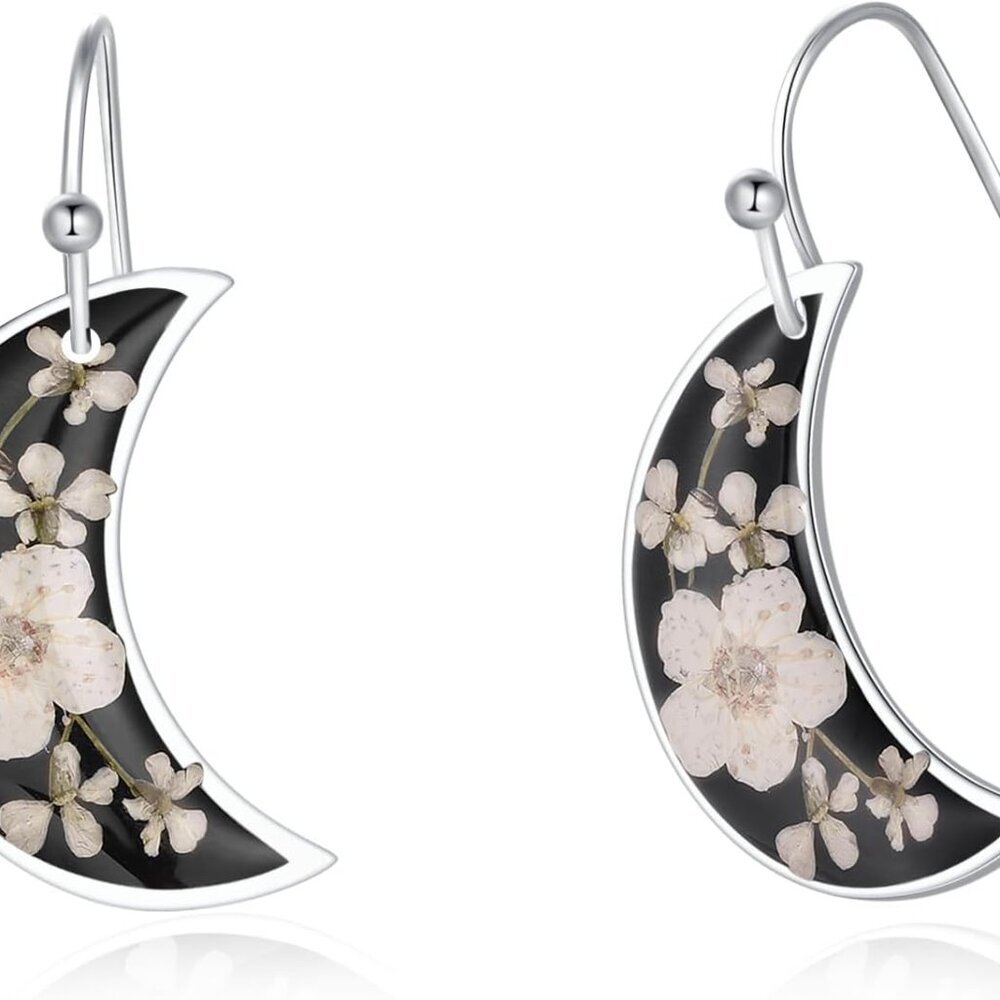 Forget-Me-Not and Queen Anne's Lace Pressed Wildflower Earrings | Pressed Flower
